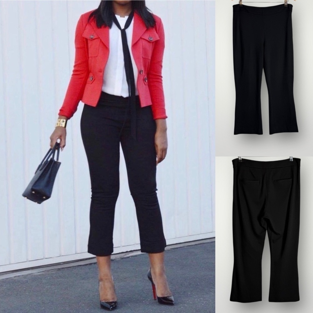 CAbi Kingston Crop Trousers Size 12 Bootcut Career Casual Ponte Knit Black